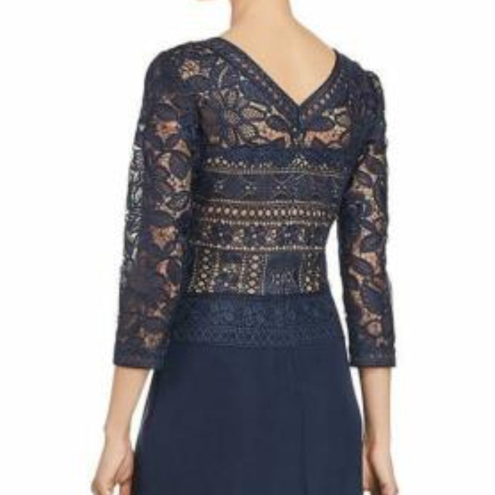 Tadashi Shoji Lace & Crepe A-Line Gown - Picture 4 of 7